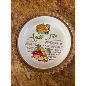 Ceramic Apple Pie Plate with Recipe, vintage Made in Japan